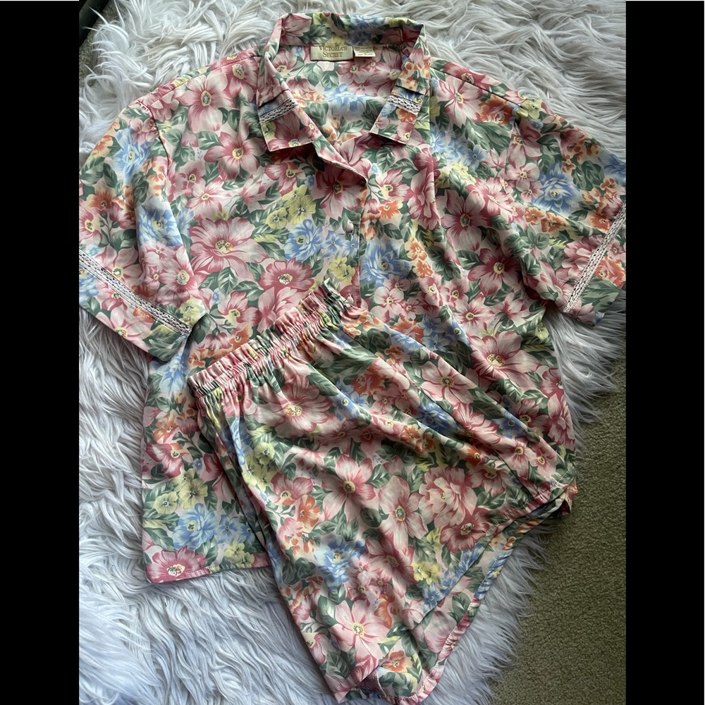 vintage victoria secret floral pj set